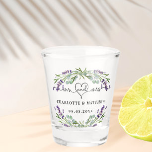 Herr Frau Frischvermählte Hochzeit Lavendel Schnapsglas