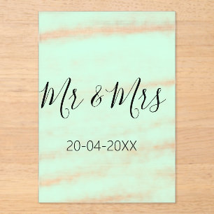 Herr & Frau fügen Familienname Datum Jahr Hochzeit Acryleinladungen
