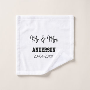 Herr & Frau fügen Familienname Datum Jahr Hochzeit Waschlappen