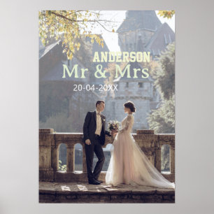 Herr & Frau fügen Familienname Foto Datum Hochzeit Poster