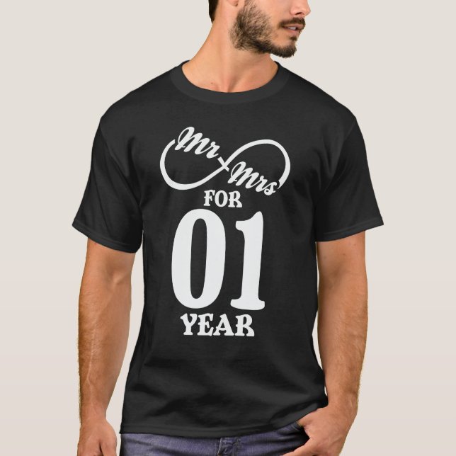 Herr Frau für 1 Jahr 1. Hochzeit T-Shirt (Vorderseite)