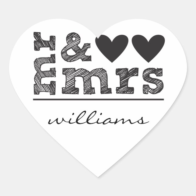 Herr & Frau Hearts Sticker (Vorderseite)