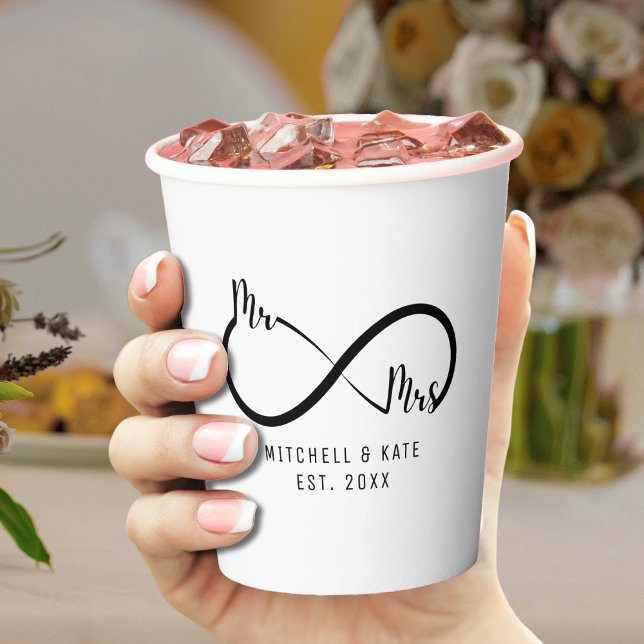 Herr & Frau Infinity Symbol Wedding Pappbecher (Mr & Mrs Infinity Symbol Wedding Paper Cups
)