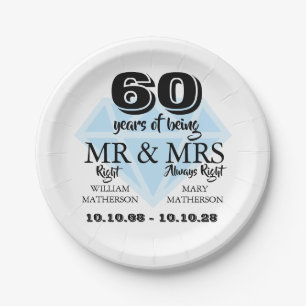Herr Frau Richtig Lustiger Diamant 60. Hochzeitsta Pappteller