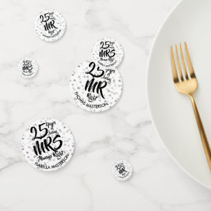 Herr Frau Right Fun 25. Hochzeitstag Silberherzen Konfetti