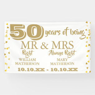 Herr Frau Right Fun 50. Hochzeitstag Goldene Herze Banner