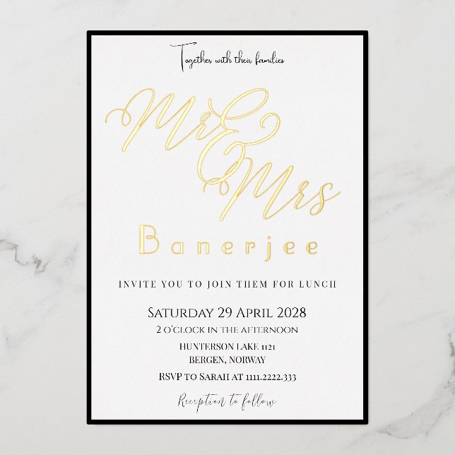 Herr & Frau Royal Wedding Foil Einladung (Vorderseite)