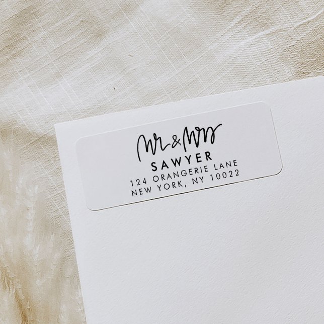 Herr & Frau Rücksendeadressen-Aufkleber (Mr and Mrs modern return address labels.)