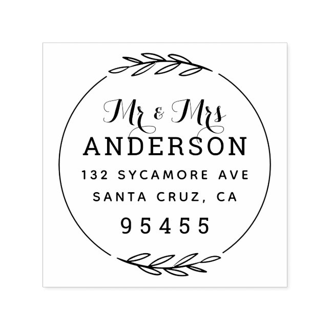 Herr & Frau | Rustikale Verheiratete Rücksendeadre Permastempel (Design)