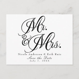 Herr & Frau Schwarz-weiß Save the Date Einladung