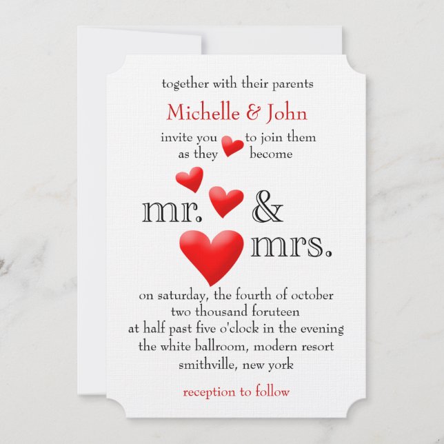 Herr & Frau Wedding Einladung sein (Vorderseite)