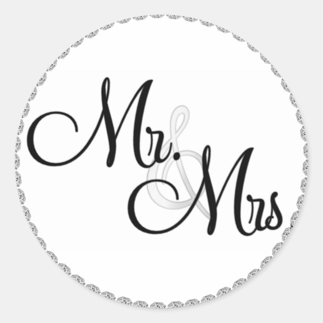 Herr & Frau Wedding SIEGEL/STICKERS BLING Runder Aufkleber (Vorderseite)