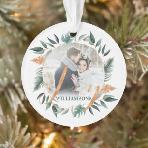 Herr & Frau Winterlandschaft & Kupfer Zwei Fotos Ornament