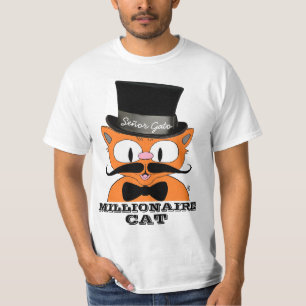 Herr Gato Millionär Schnurrbart Katze mit Fliege T-Shirt