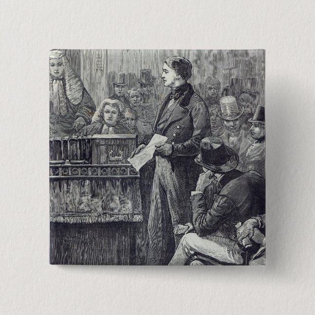 Herr Gladstone, das seine Erstrede hält Button (Vorderseite)