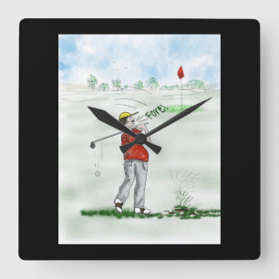 Herr Golf Wall Clock Quadratische Wanduhr