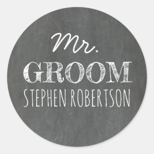 Herr Groom Chalkboard Runder Aufkleber