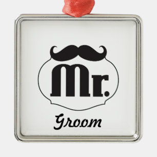 Herr Groom Mustache Ornament Aus Metall