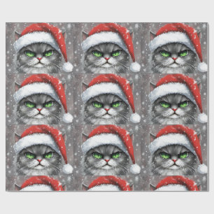 Herr Grumpy Face (Grau) Weihnachtskatze Geschenkpapier