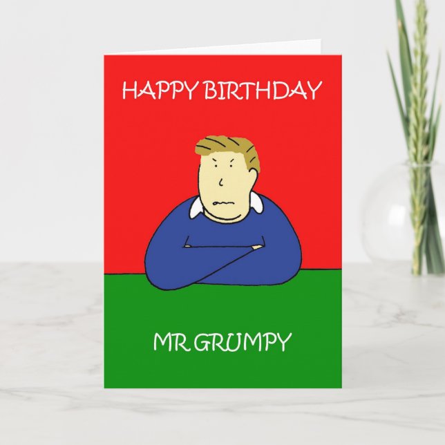 Herr Grumpy Happy Birthday Karte (Vorderseite)