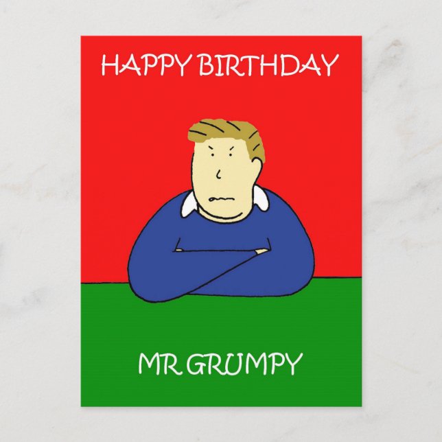Herr Grumpy Happy Birthday Postkarte (Vorderseite)