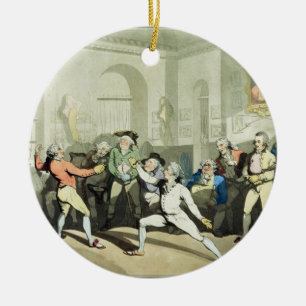 Herr H Angelo Fencing Academy, graviert von Keramik Ornament