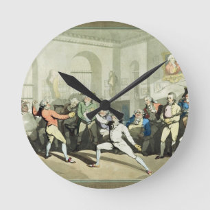 Herr H Angelo Fencing Academy, graviert von Runde Wanduhr