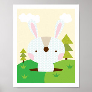 Herr Hase - Waldtiere Kinderzimmer Wandbild Poster