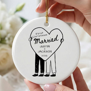 Herr & Herr Erstes Weihnachten Verheiratet Weihnac Keramik Ornament