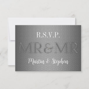 Herr & Herr Gay Wedding RSVP in Silver Karte