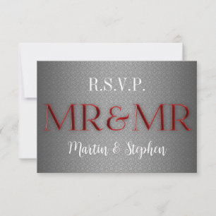 Herr & Herr Gay Wedding RSVP in Silver Karte