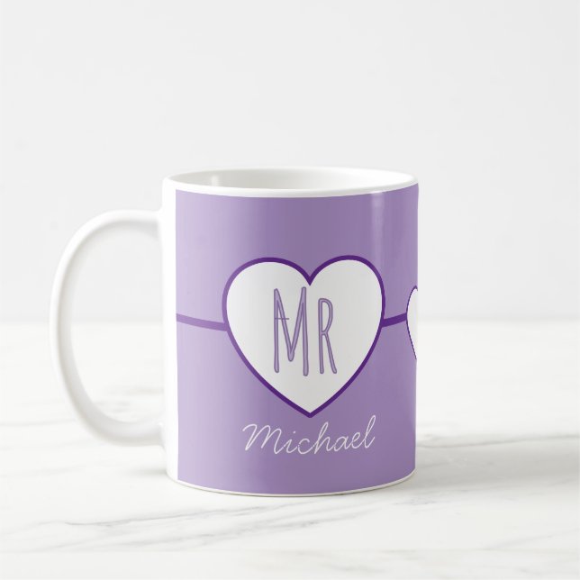Herr Herz Lila Kaffeetasse (Links)