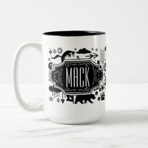 Herr Hipster Hirsch Bär Fuchs Vintage Retro Zweifarbige Tasse