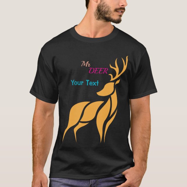 Herr Hirsch Grafik – Rustikaler Waldstil T-Shirt (Vorderseite)