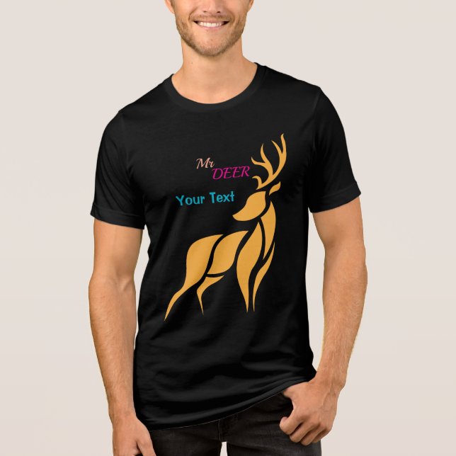 Herr Hirsch Grafik – Rustikaler Waldstil Tri-Blend Shirt (Vorderseite)