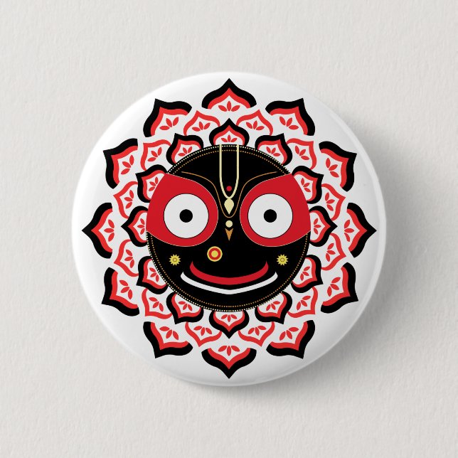 Herr Jagannath Gesicht Chakra Hindu-Gottheit Button (Vorderseite)