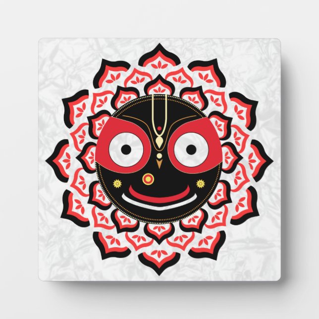 Herr Jagannath Gesicht Chakra Hindu-Gottheit Fotoplatte (Vorderseite)