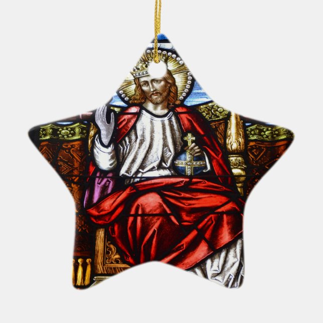 Herr Jesus auf Thronflecken Keramikornament (Vorne)