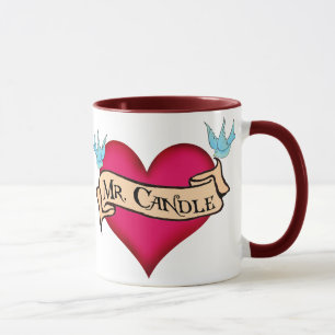 "Herr Kerze" Individuelle Herz- & Banner-Tattoo-Ge Tasse
