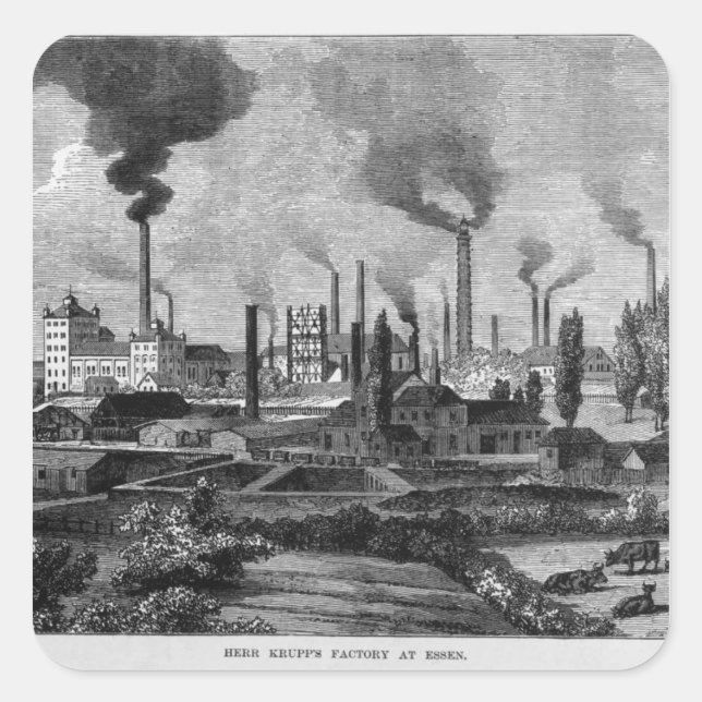 Herr Krupps Factory in Essen, Deutschland Quadratischer Aufkleber (Vorderseite)