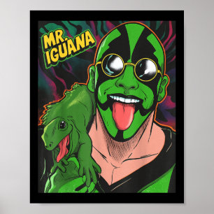 Herr Leguan Zunge Raus Lustiger Eidechsen-Ringer C Poster