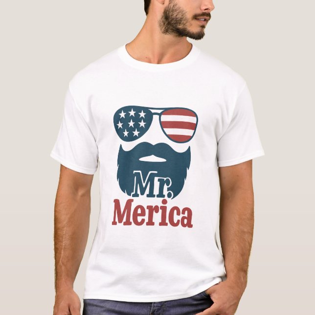 Herr 'Merica Patriotic Beard & Shades für ihn T-Shirt (Vorderseite)