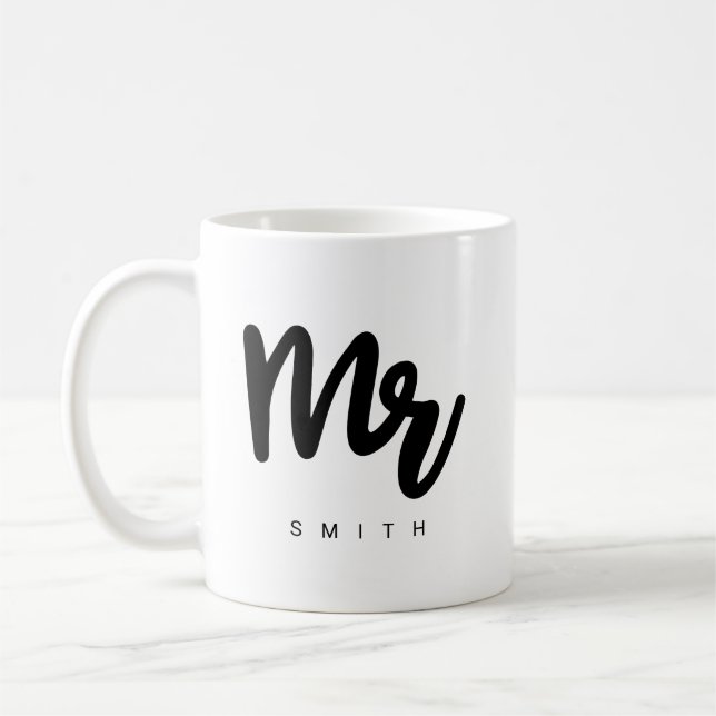  Herr | Moderne Typografie Personalisierbare Kaffe Kaffeetasse (Links)