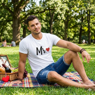 Herr Moderner schwarzer Schrift Frauen rotes Herz T-Shirt