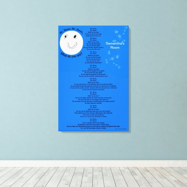 Herr Moon Personalize Name 18" x 27" Leinwanddruck (Insitu (Holzboden))