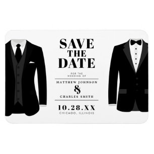 Herr & Mr. Modern Black Wedding Tux - Magnet