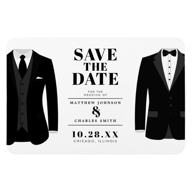 Herr & Mr. Modern Black Wedding Tux - Magnet (Horizontal)
