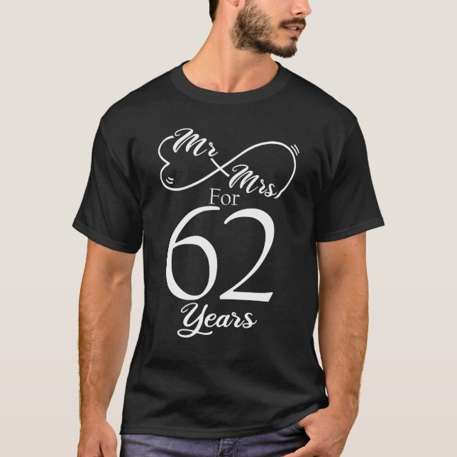 Herr & Mrs. 62 Jahre 62 Jahre Hochzeit T-Shirt (Vorderseite)