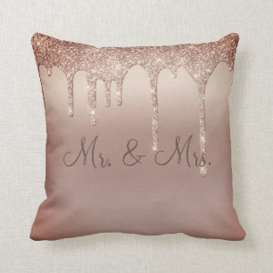 Herr & Mrs Bronze Glitzer Wedding Keepake Elegant Kissen