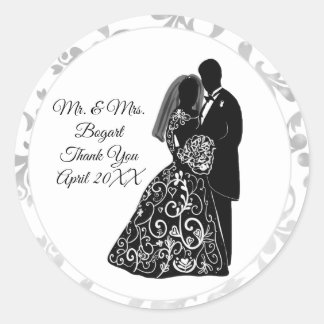 Herr & Mrs. Danke, Bride and Groom Chic Runder Aufkleber